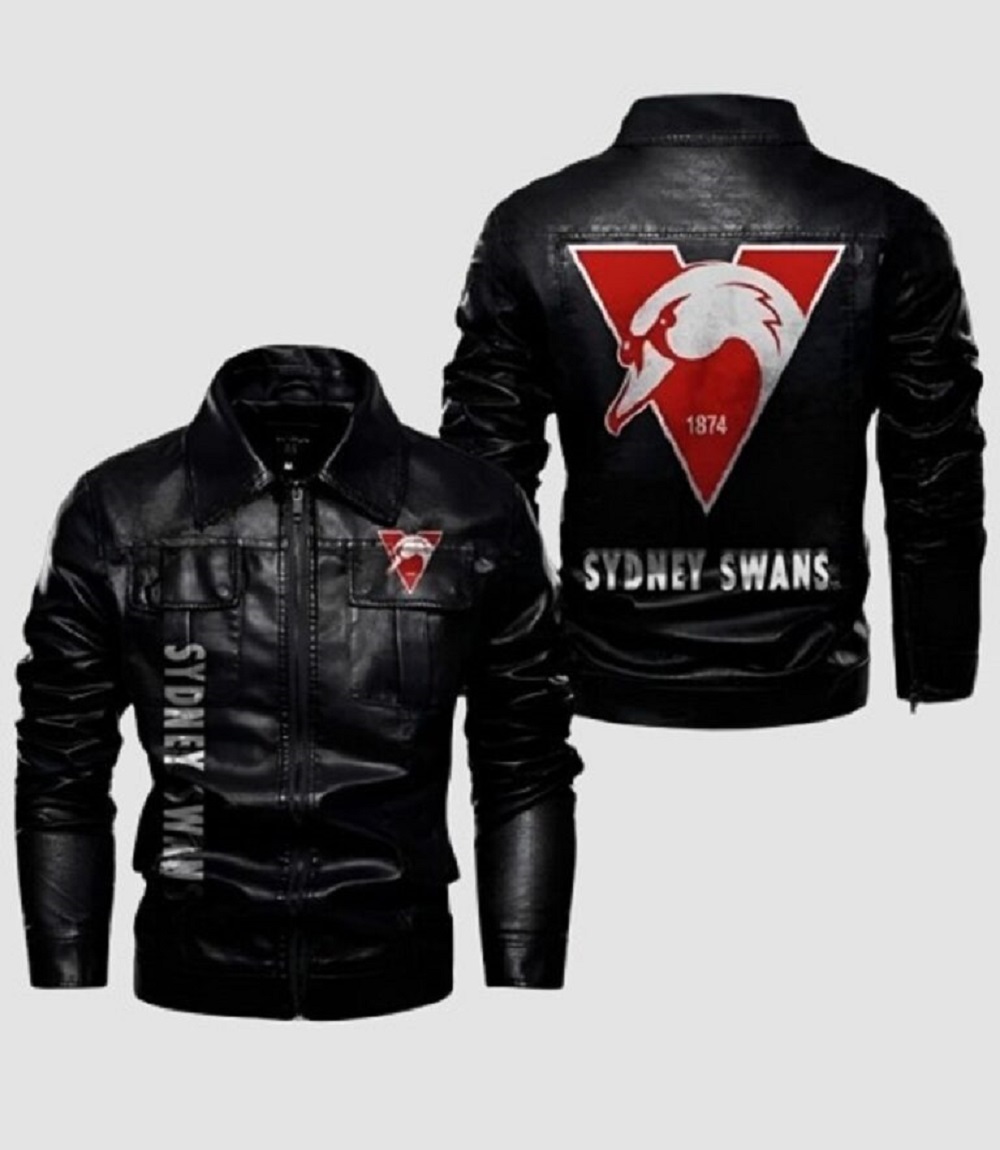 Sydney Swans Leather Jacket Stylish Flap Pocket Design
