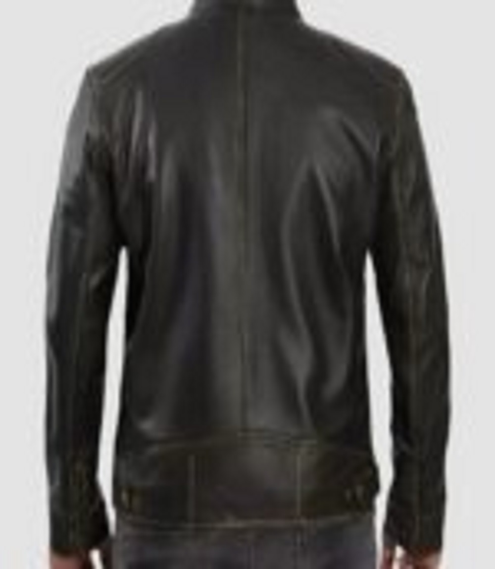 Vintage Look Men’s Brown Distressed Café Racer Tall Leather Jacket