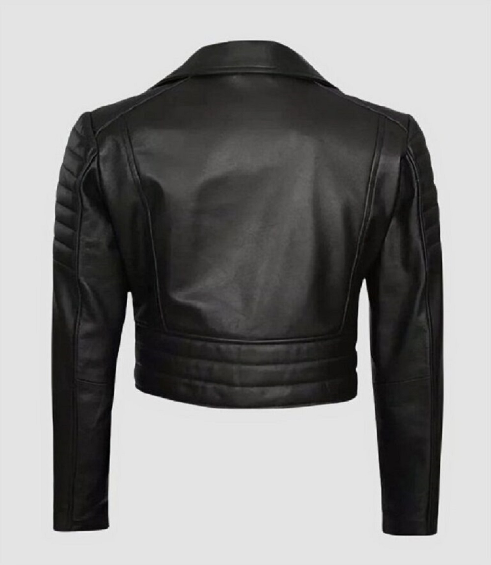 Women Cropped Leather Jacket For Motorcycle
