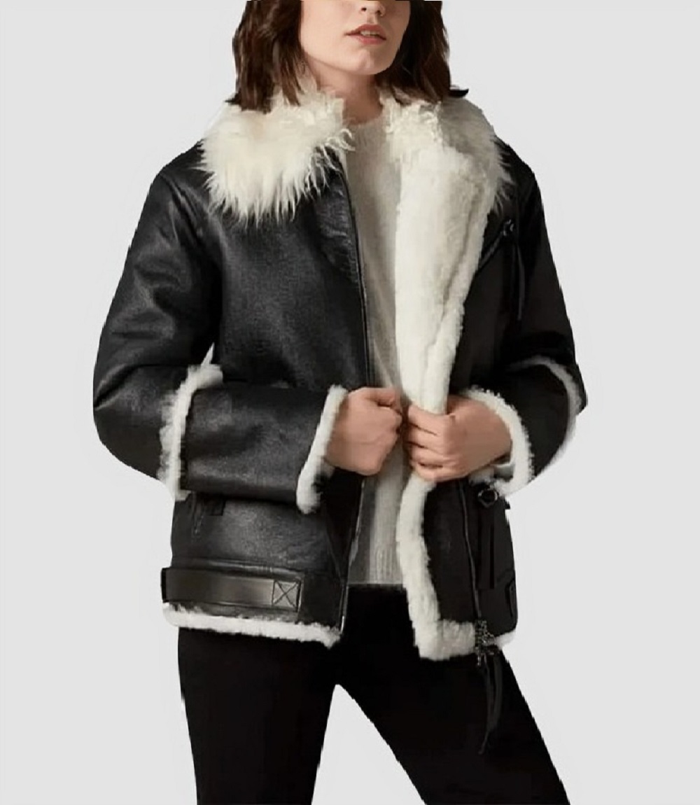 Women’s B3 Aviator Jacket Black Stylish Winter Coat