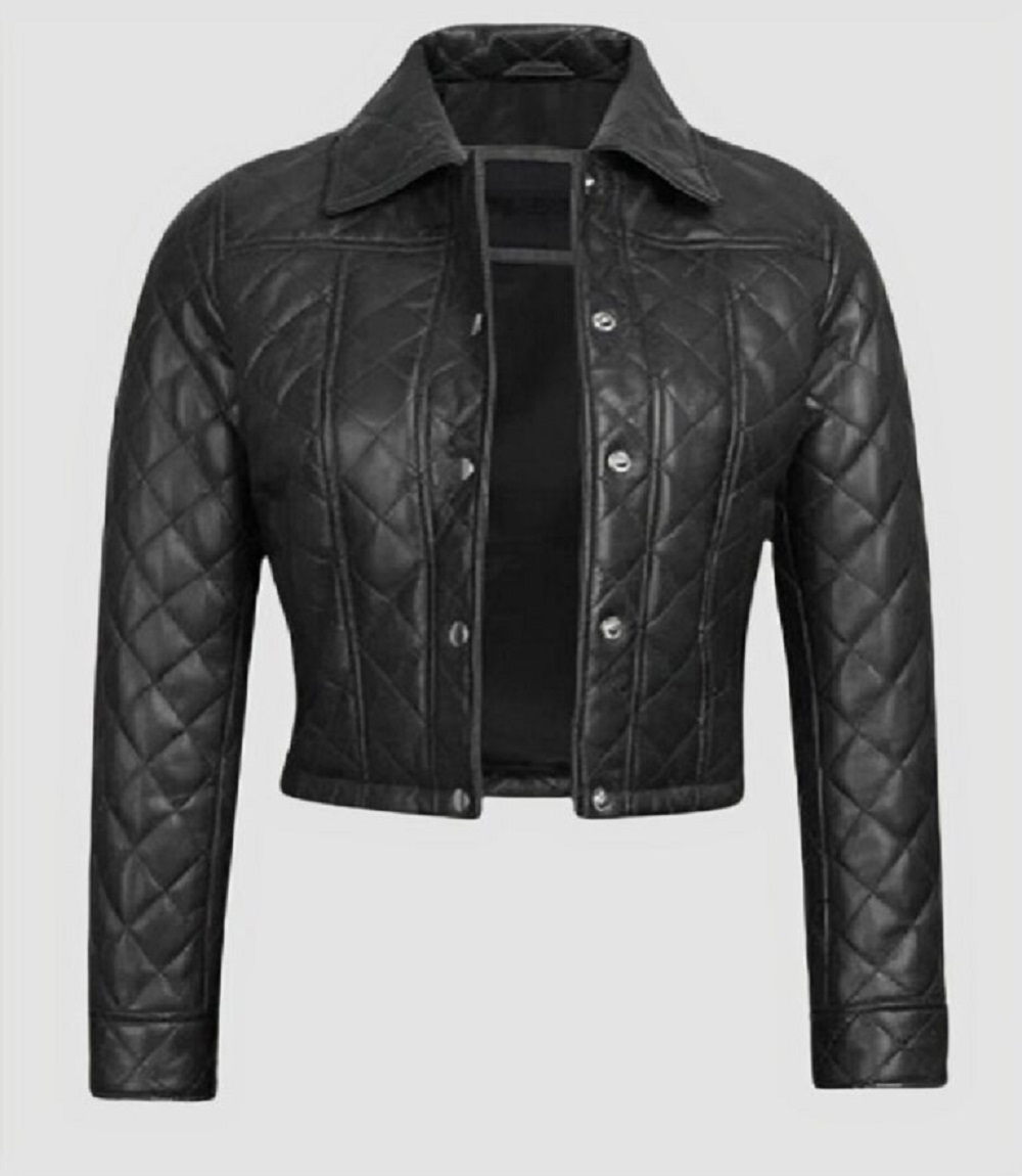 Women’s Black Leather Cropped Jacket