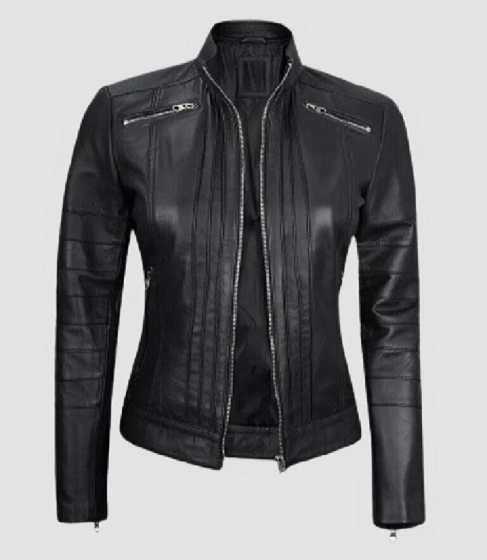 Women’s Black Leather Jacket Real