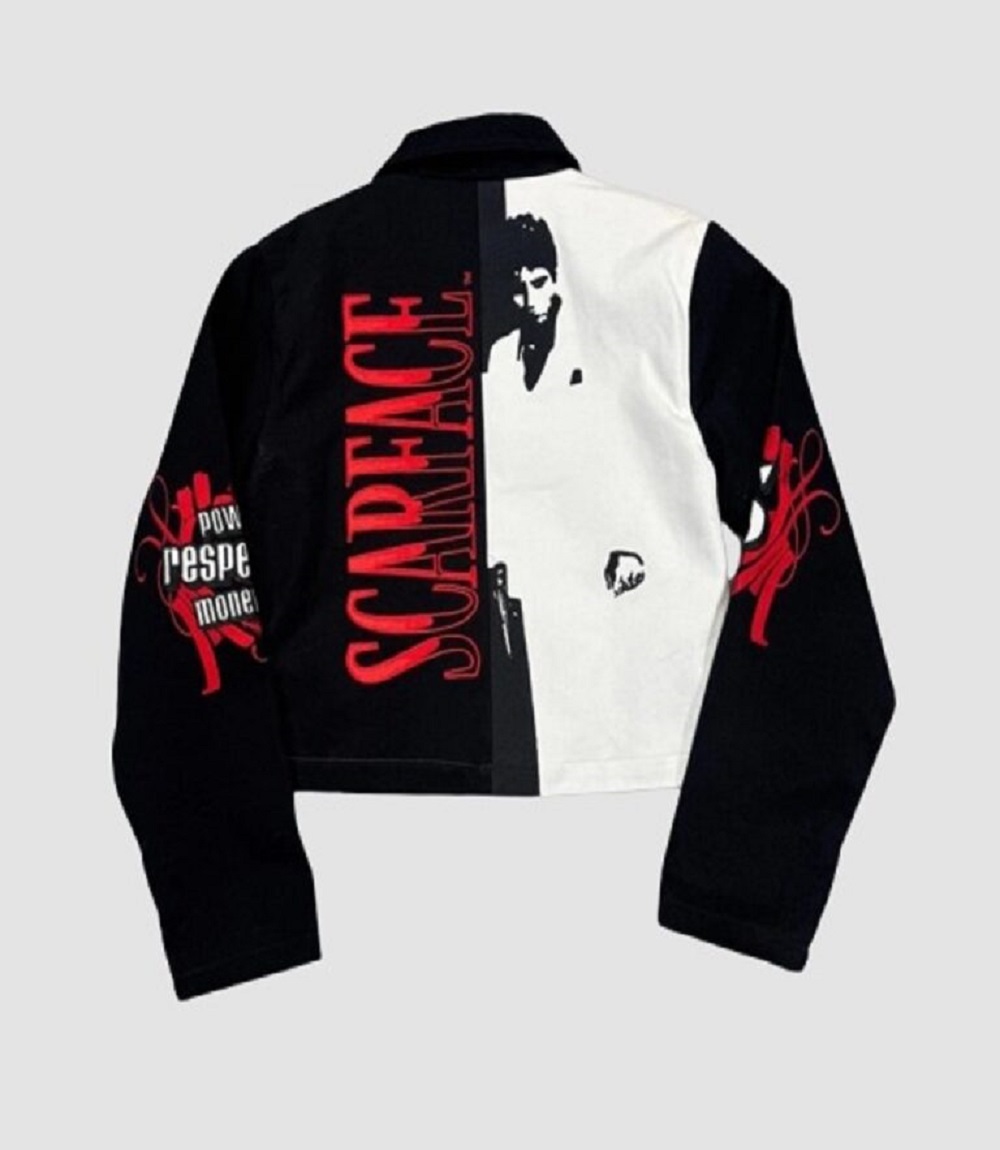 Womens Black & White Leather Jacket