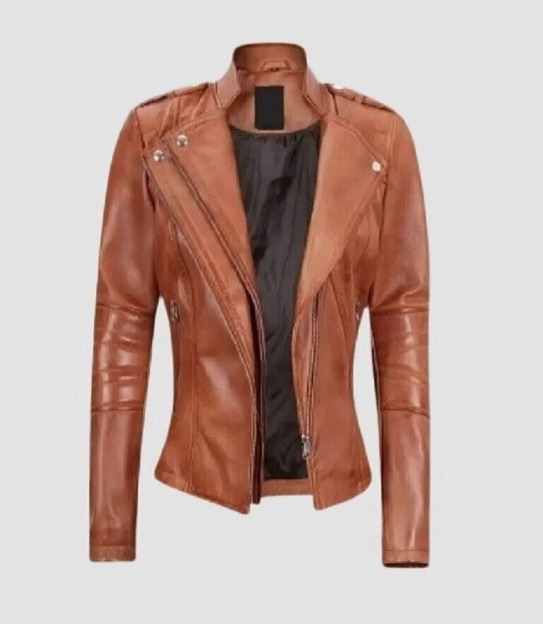 Women's Camel Brown Leather Jacket