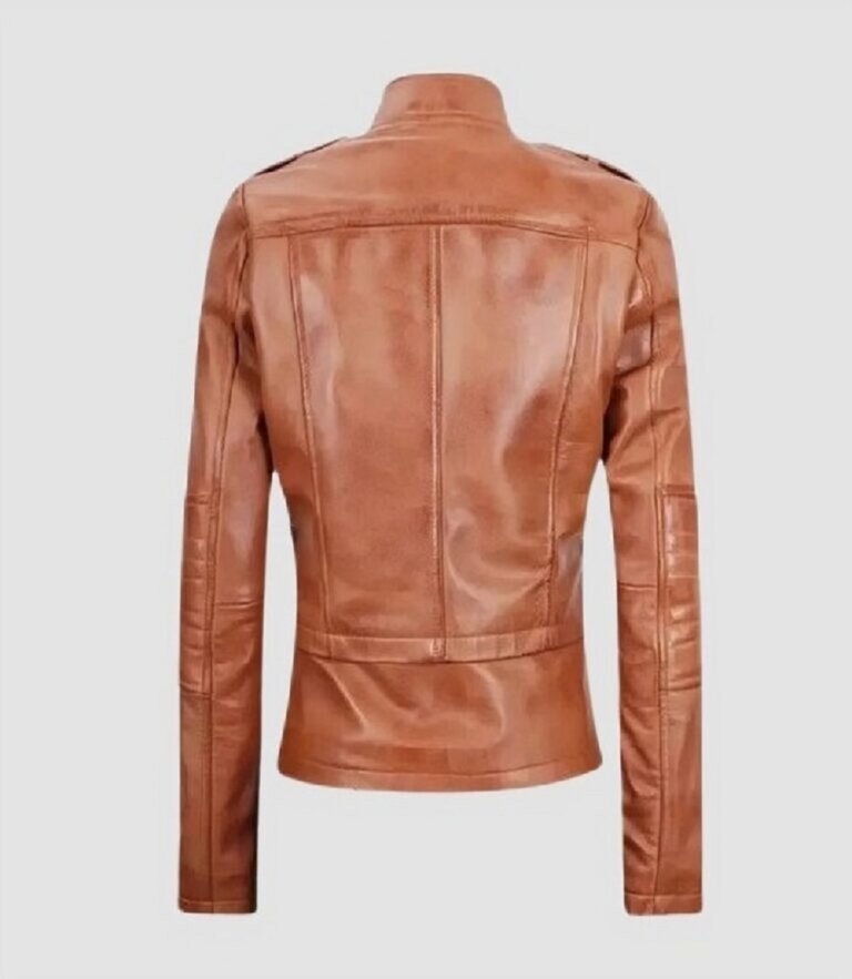 Women’s Camel Brown Leather Jacket.