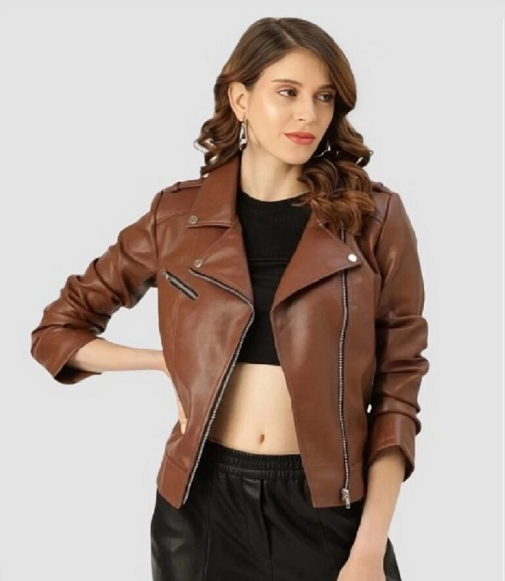 Womens Casual Chocolate Brown Leather Jacket