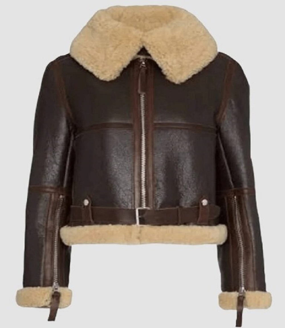 Womens Fashion B3 Bomber Shearling Lined Leather jacket