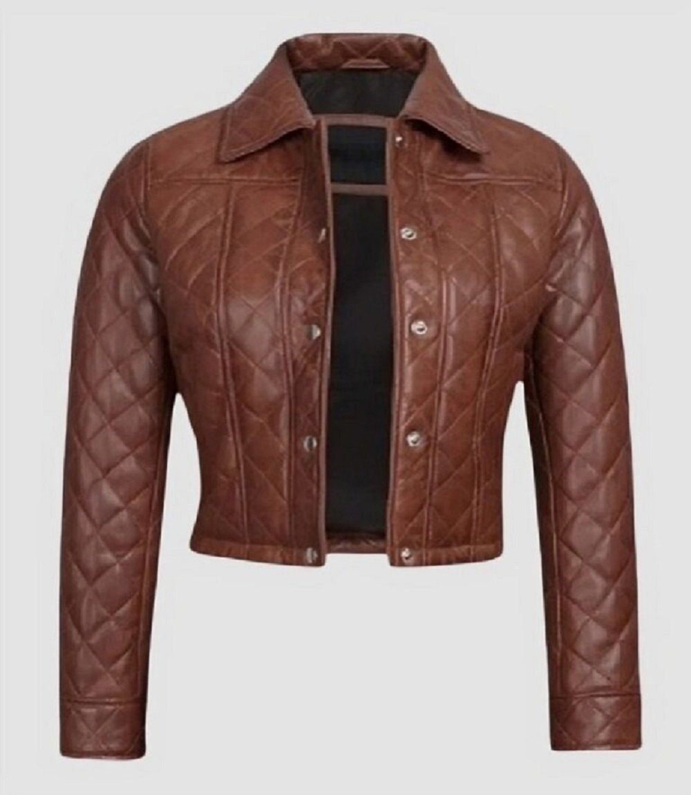 Women’s Leather Cropped Jacket Biker
