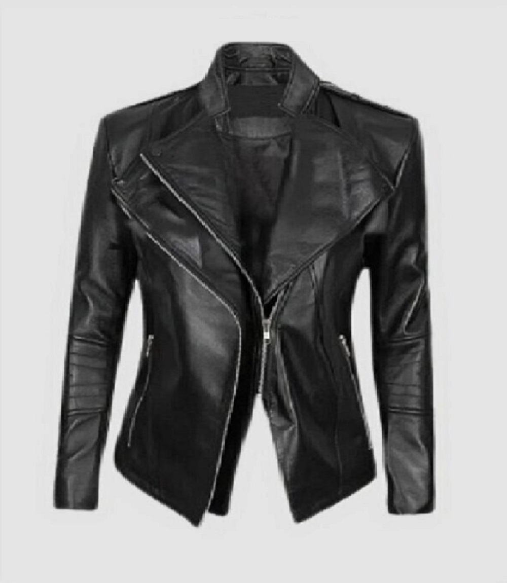 Women’s Leather Jacket Black Slim