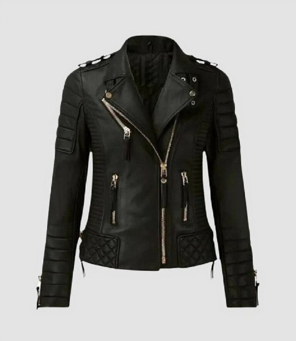 Womens Leather Jacket Classic Motorcycle